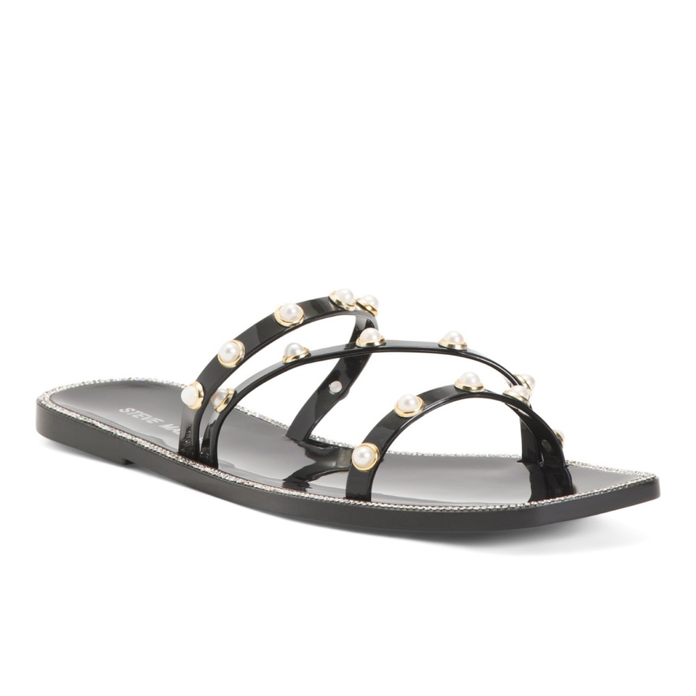 Steve Madden Pearl Embellishment Studded Flat Sandals